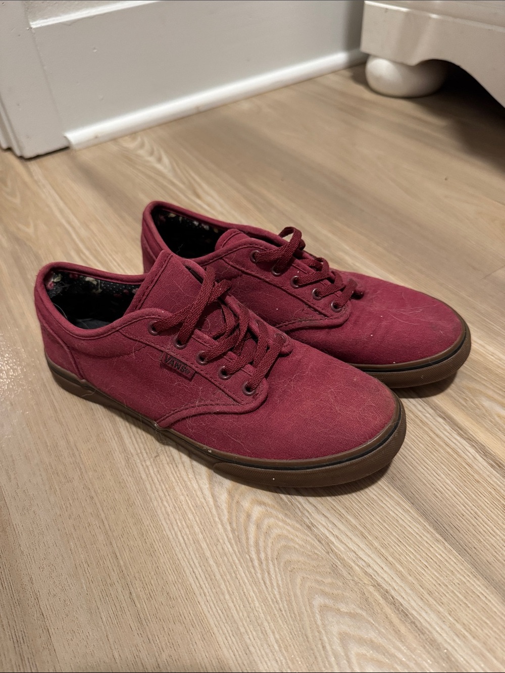 Vans Burgundy Canvas Low-Profile Sneakers with Gum Sole
